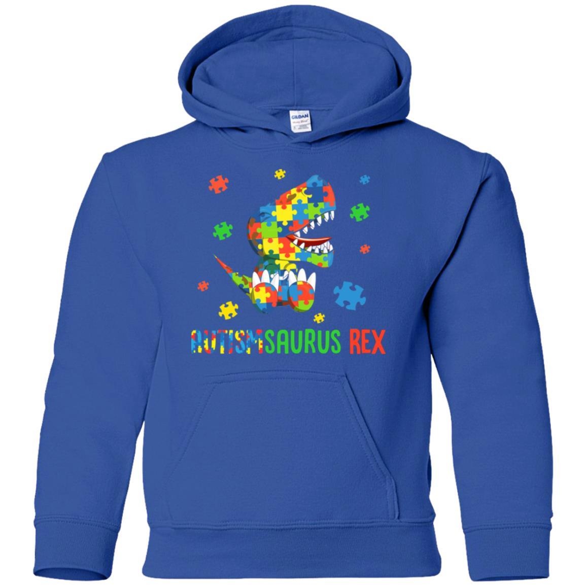 Autismsaurus Rex Autism Dinosaur T-Rex For Kids Youth-Youth Shirt-Youth Pullover Hoodie-Royal