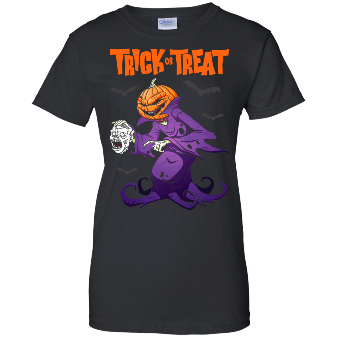 Trick Or Treat Pumpkin Zombie Halloween-T-Shirt & Hoodie-Women's T-Shirt-Black