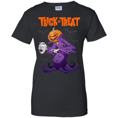 Trick Or Treat Pumpkin Zombie Halloween-T-Shirt & Hoodie-Women's T-Shirt-Black