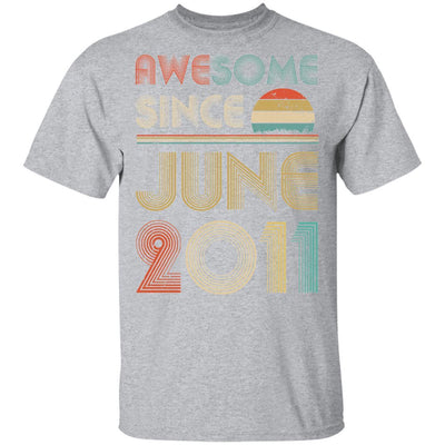 Awesome Since June 2011 Vintage 10th Birthday Gifts Youth-Youth Shirt-Youth T-Shirt-Sport Grey