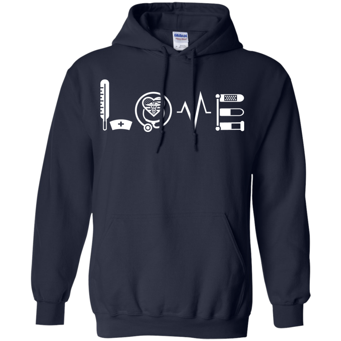 MY LOVE NURSING NURSE-T-Shirt & Hoodie-Pullover Hoodie-Navy