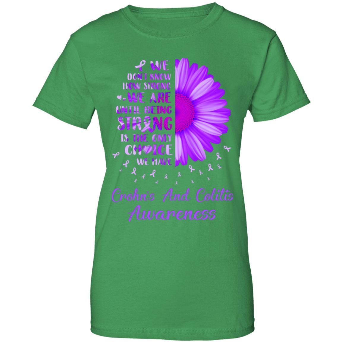 Being Strong Daisy Flower Purple Crohn's Colitis Awareness-T-Shirt & Hoodie-Women's T-Shirt-Irish Green