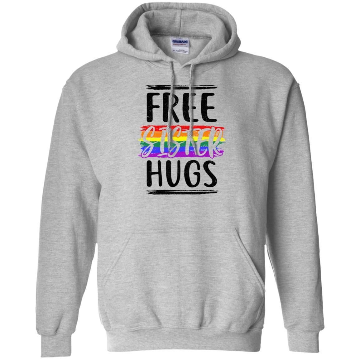 Free Sister Hugs Rainbow heart LGBT Pride Month-T-Shirt & Hoodie-Pullover Hoodie-Sport Grey
