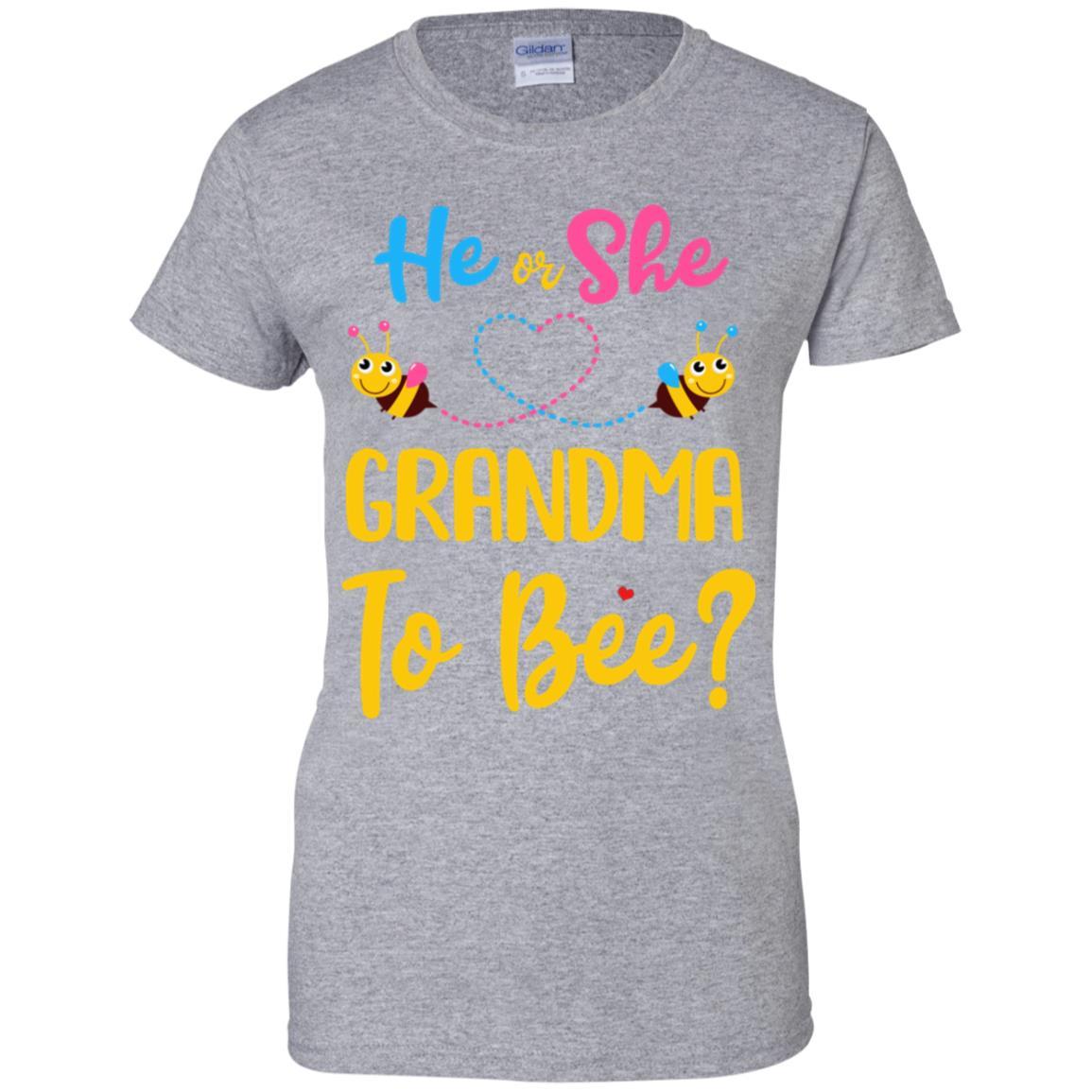 Gender Reveal Pink Blue What Will It Bee He Or She Grandma-T-Shirt & Hoodie-Women's T-Shirt-Sport Grey