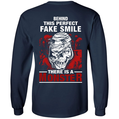 Behind This Perfect Fake Smile There Is A Monster T Shirt-T-Shirt & Hoodie-Long Sleeve T-Shirt-Navy