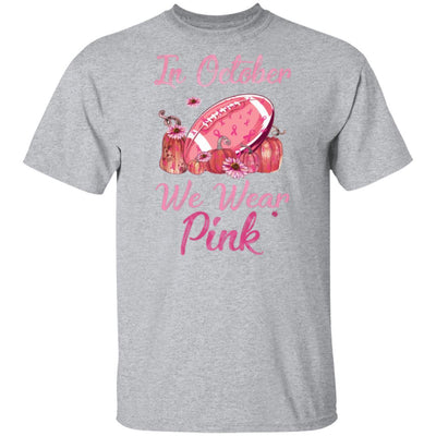 Football In October Wear Pink Ribbon Breast Cancer-T-Shirt & Hoodie-Classic T-Shirt-Sport Grey
