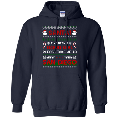 Santa I've Been A Good Girl Please Take Me To San Diego-T-Shirt & Hoodie-Pullover Hoodie-Navy