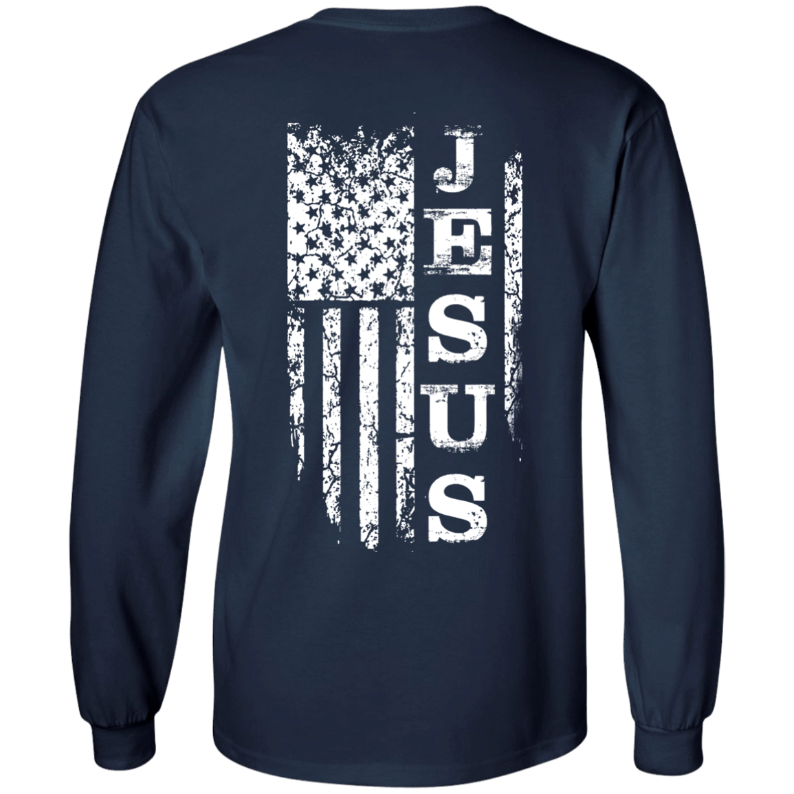 JESUS American Flag-T-Shirt & Hoodie-Long Sleeve T-Shirt-Navy