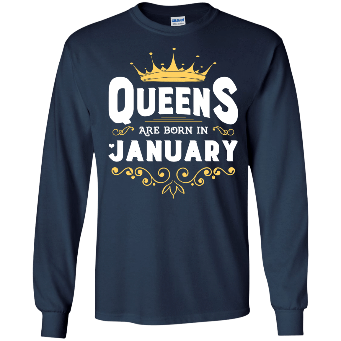 Queens Are Born In January-T-Shirt & Hoodie-Long Sleeve T-Shirt-Navy