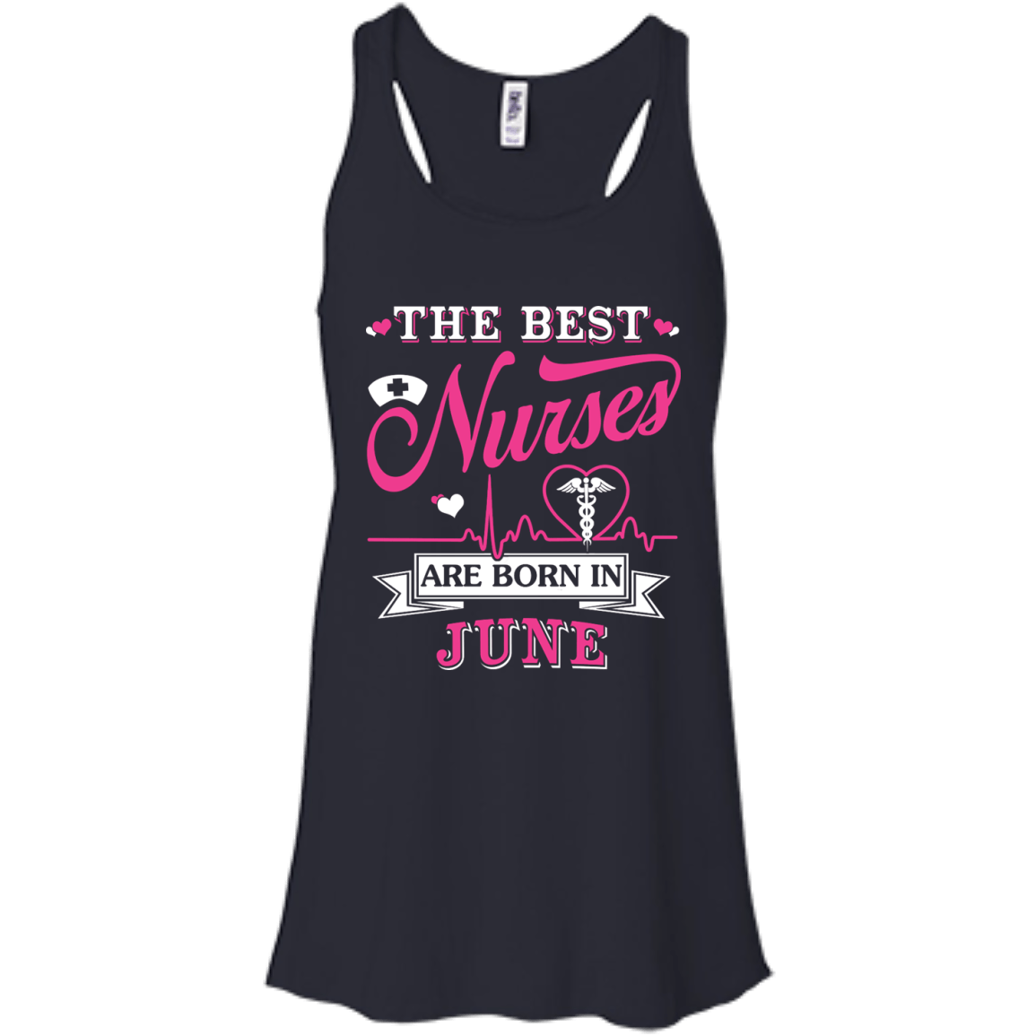The Best Nurses Are Born In June-T-Shirt & Hoodie-Women's Flowy Racerback Tank-Midnight