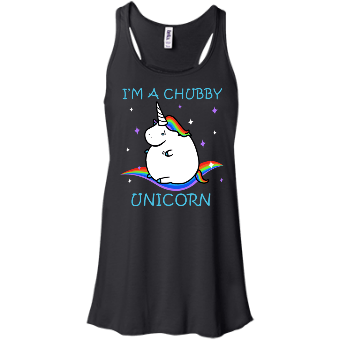 I'm A Chubby Unicorn-T-Shirt & Hoodie-Women's Flowy Racerback Tank-Black