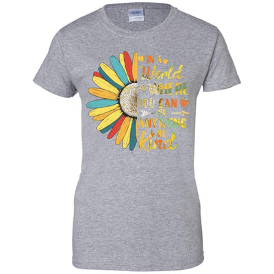 In A World Where You Can Be Anything Be Kind Flower Colorful-T-Shirt & Hoodie-Women's T-Shirt-Sport Grey