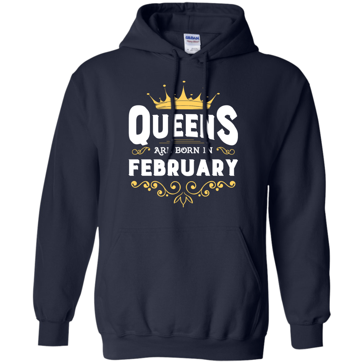 Queens Are Born In February-T-Shirt & Hoodie-Pullover Hoodie-Navy
