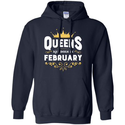 Queens Are Born In February-T-Shirt & Hoodie-Pullover Hoodie-Navy