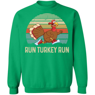 Run Like A Turkey On Thanksgiving Funny Running Runner Gift-T-Shirt & Sweatshirt-Crewneck Sweatshirt-Irish Green