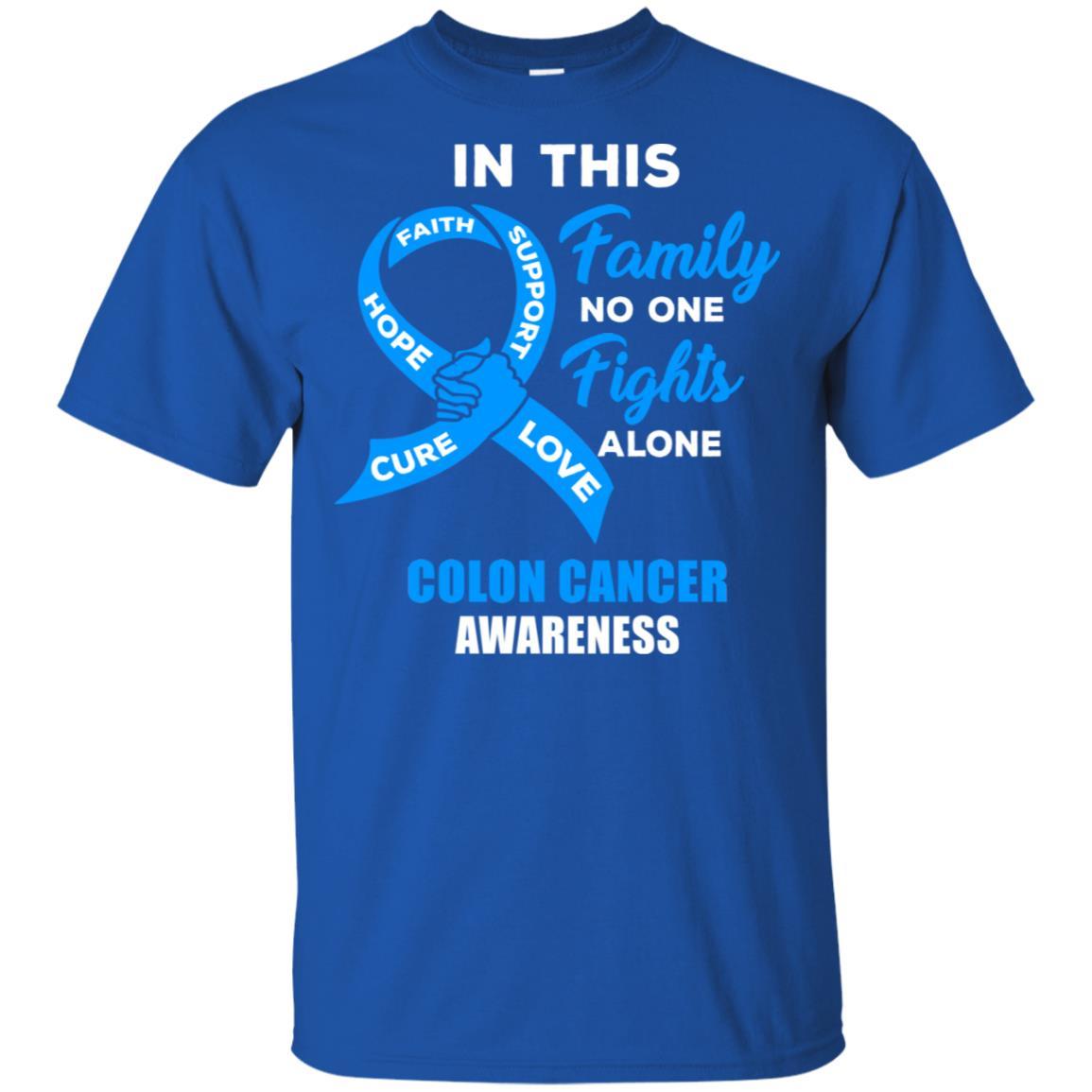 In This Family No One Fights Alone Colon Cancer-T-Shirt & Hoodie-Classic T-Shirt-Royal