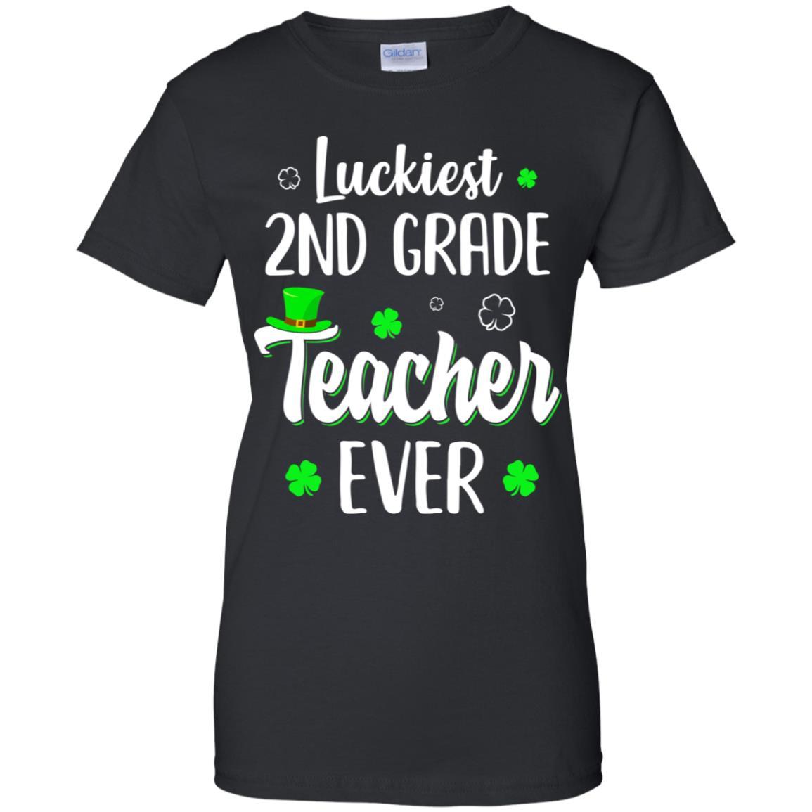 Luckiest 2nd Grade Teacher Ever Irish St Patricks Day-T-Shirt & Hoodie-Women's T-Shirt-Black