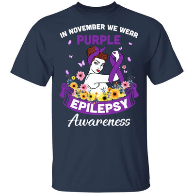 In November We Wear Purple Epilepsy Awareness Support Gifts-T-Shirt & Hoodie-Classic T-Shirt-Navy