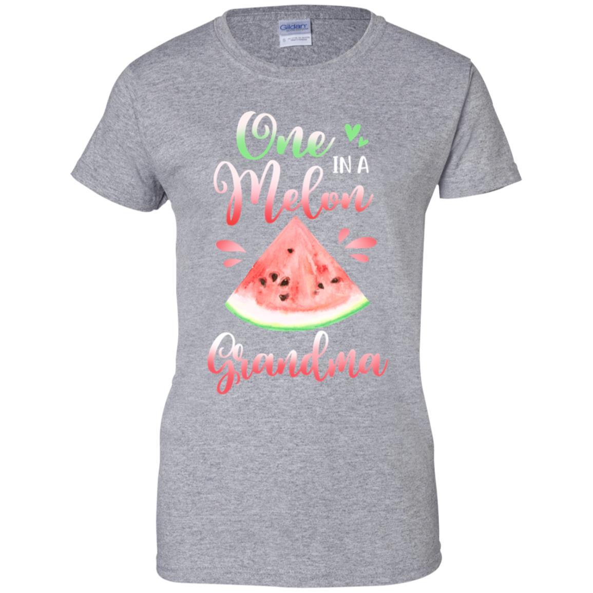 One In A Melon Grandma Funny Watermelon Birthday Gifts-T-Shirt & Hoodie-Women's T-Shirt-Sport Grey
