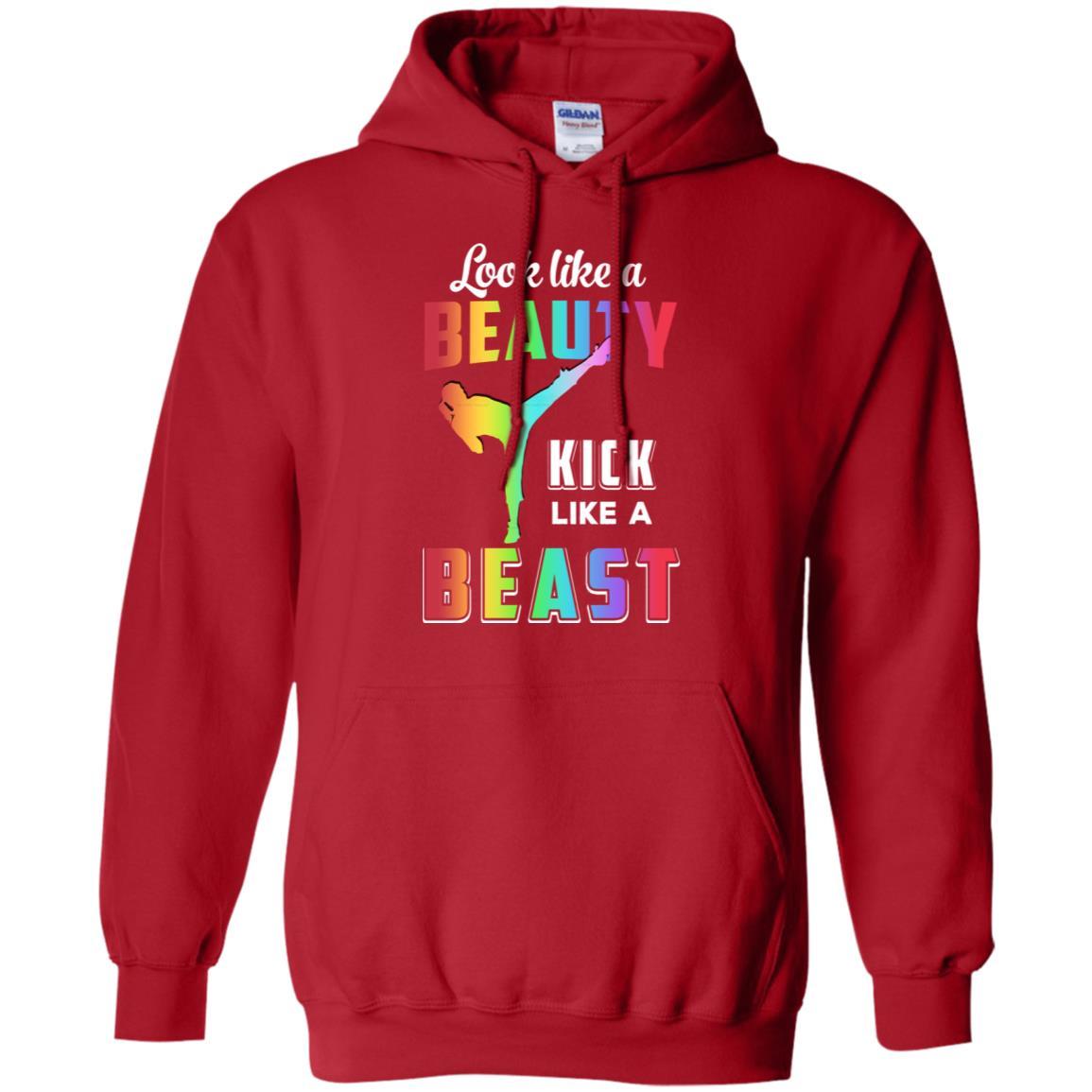 Look Like Beauty Kick Like Beast Women Kickboxing Gift-T-Shirt & Tank Top-Pullover Hoodie-Red