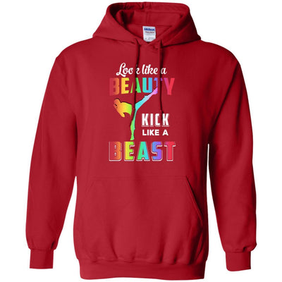 Look Like Beauty Kick Like Beast Women Kickboxing Gift-T-Shirt & Tank Top-Pullover Hoodie-Red