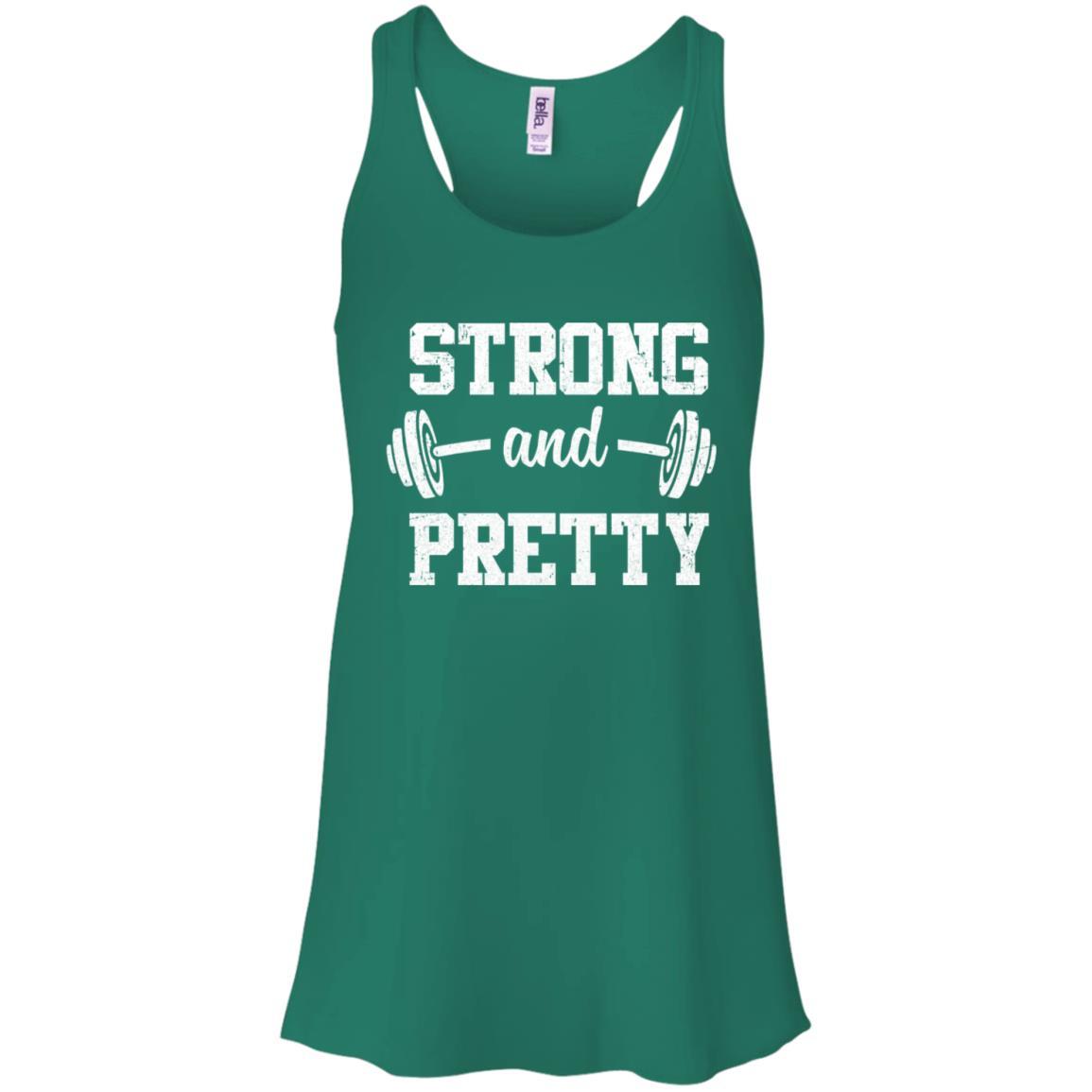 Strong And Pretty Funny Strongman Workout Gym Gift-T-Shirt & Tank Top-Women's Flowy Racerback Tank-Kelly Green