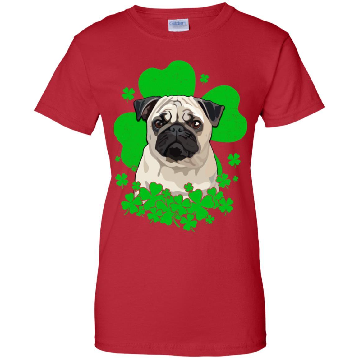 Pug St. Patrick's Day Clovers-T-Shirt & Hoodie-Women's T-Shirt-Red