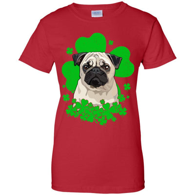 Pug St. Patrick's Day Clovers-T-Shirt & Hoodie-Women's T-Shirt-Red