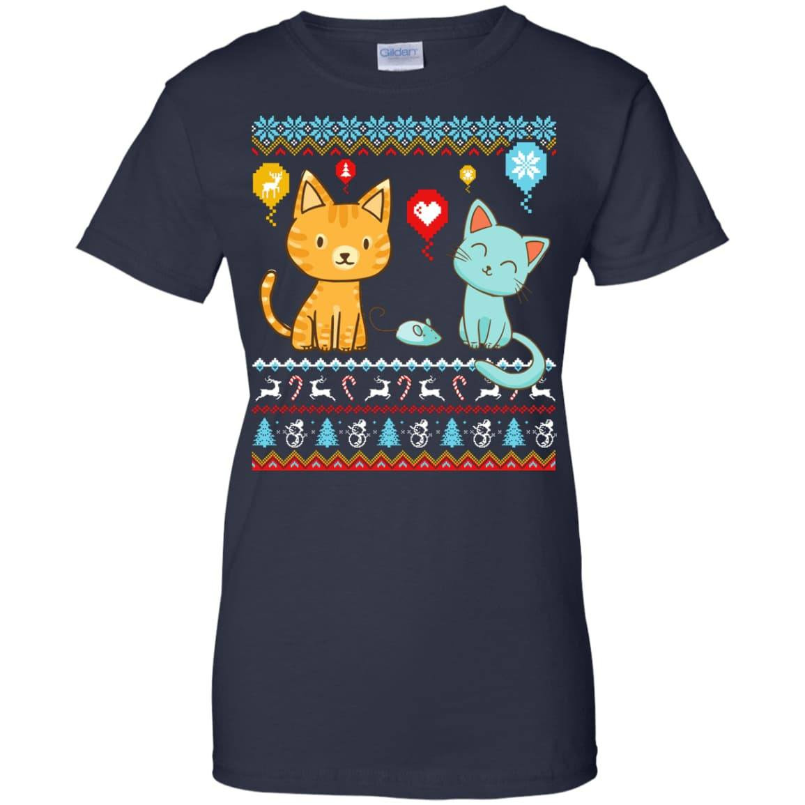 Halo Halo Christmas Cat Lover-T-Shirt & Hoodie-Women's T-Shirt-Navy