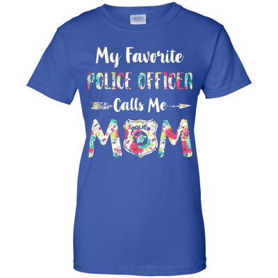 Floral My Favorite Police Officer Calls Me Mom Mothers Day Gift-T-Shirt & Hoodie-Women's T-Shirt-Royal