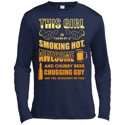 Taken By Hot Chubby Beer Chugging Guy-T-Shirt & Hoodie-Long Sleeve T-Shirt-Navy