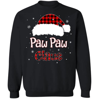 Santa Paw Paw Claus Red Plaid Family Pajamas Christmas Gift-T-Shirt & Sweatshirt-Crewneck Sweatshirt-Black