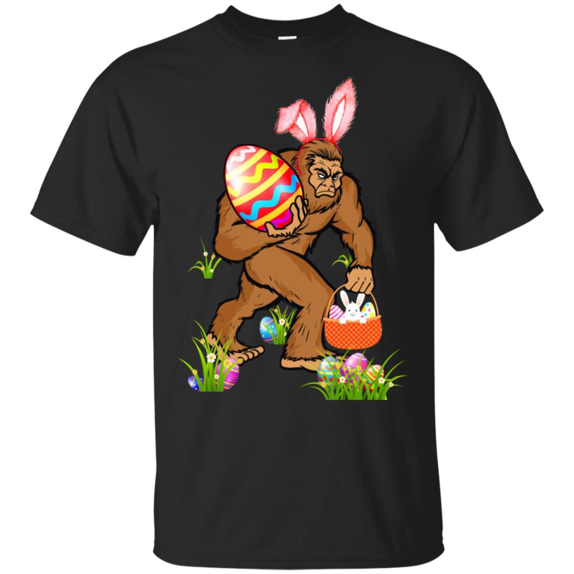 Funny Bigfoot Bunny Hunting Eggs Easter Day-T-Shirt & Hoodie-Classic T-Shirt-Black