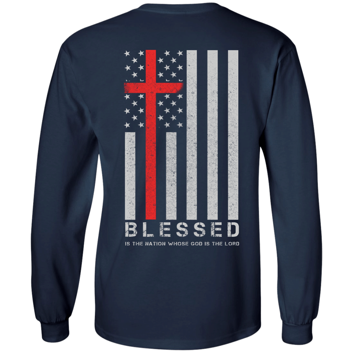 One Nation Under God Blessed-T-Shirt & Hoodie-Long Sleeve T-Shirt-Navy