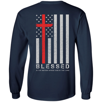 One Nation Under God Blessed-T-Shirt & Hoodie-Long Sleeve T-Shirt-Navy