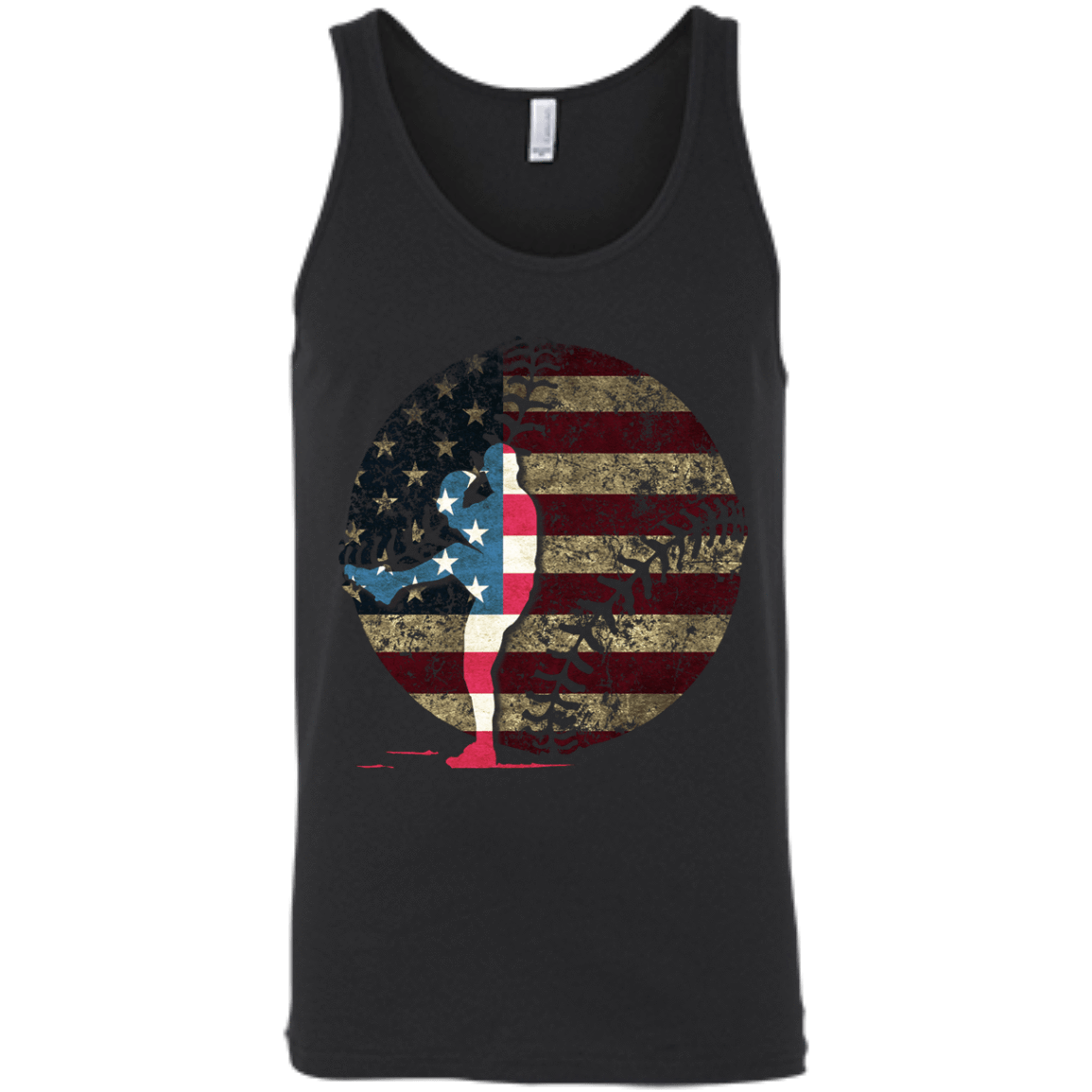 Pitcher Baseball America Flag-T-Shirt & Hoodie-Unisex Tank-Black