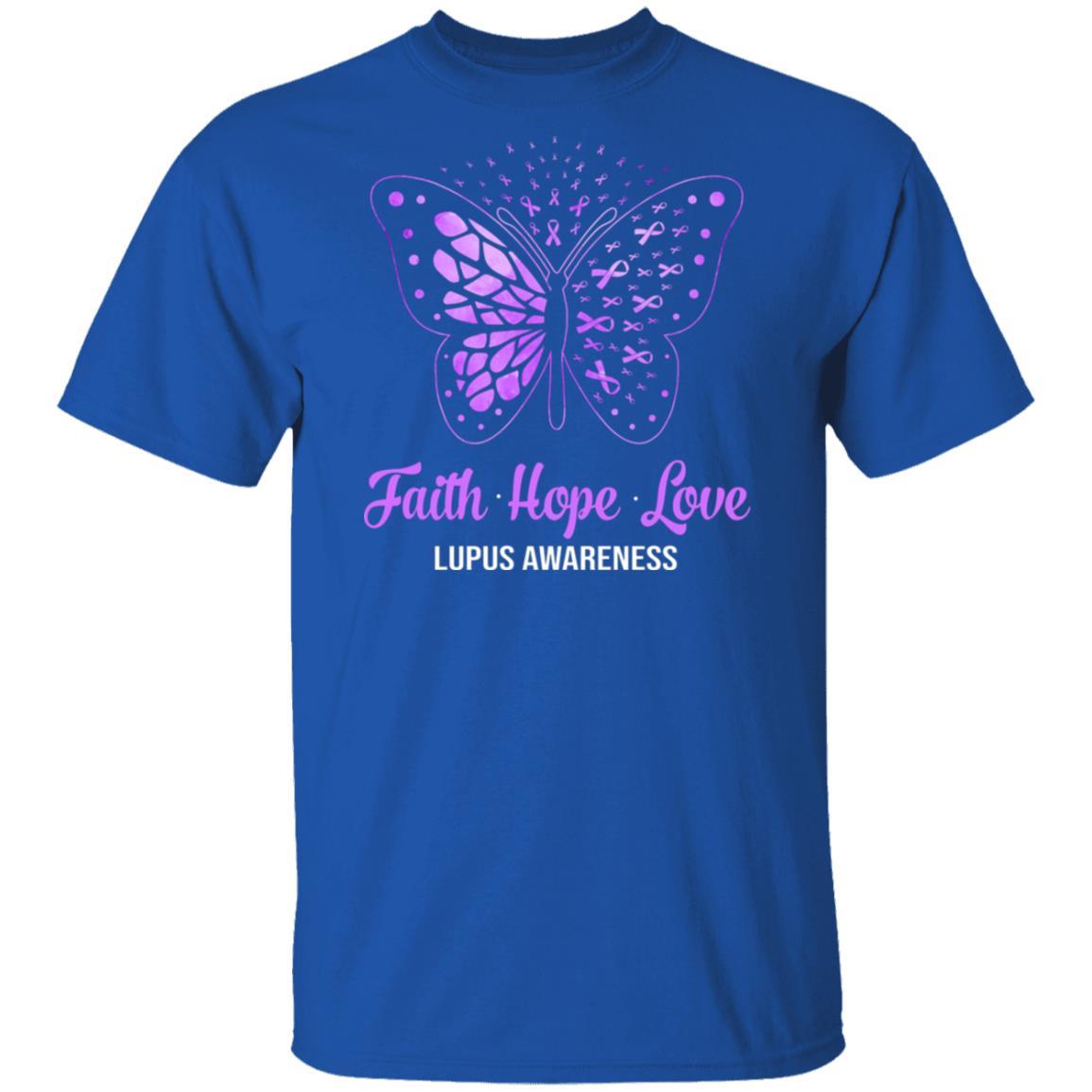 Faith Hope Love Purple Butterfly Lupus Awareness-T-Shirt & Hoodie-Classic T-Shirt-Royal