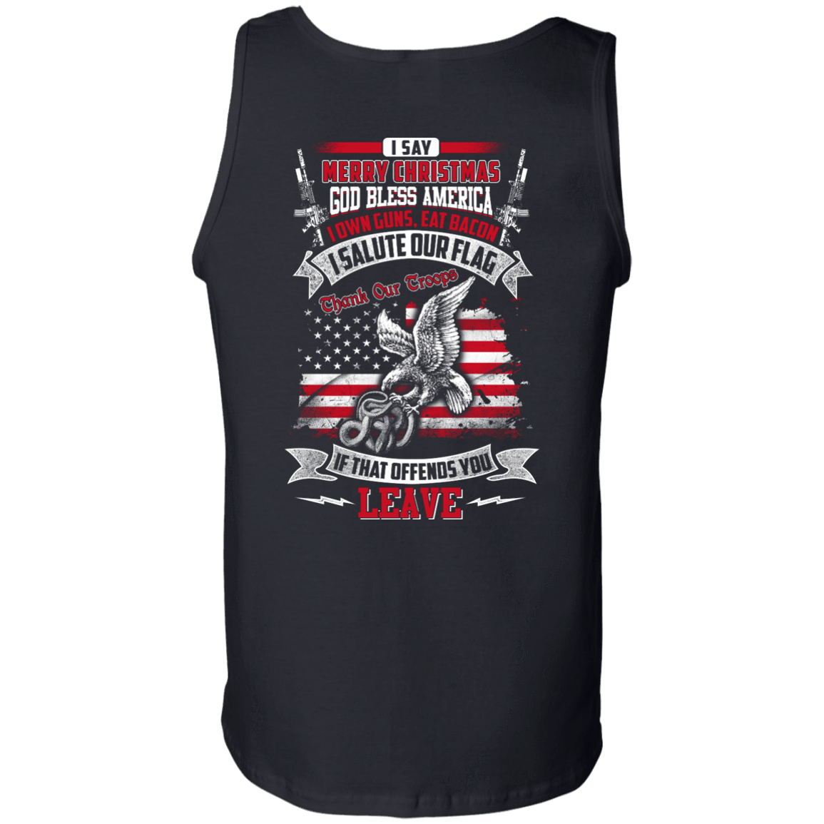 I Say Merry Christmas God Bless America Christmas-T-Shirt & Hoodie-Unisex Tank-Black