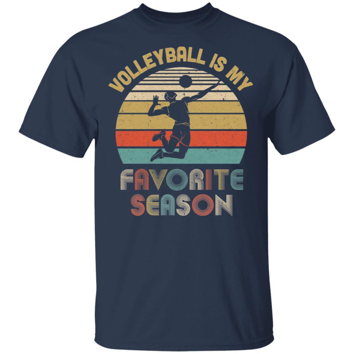 Volleyball Is My Favorite Season Vintage-T-Shirt & Hoodie-Classic T-Shirt-Navy