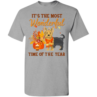 Yorkie Autumn It's The Most Wonderful Time Of The Year-T-Shirt & Hoodie-Classic T-Shirt-Sport Grey
