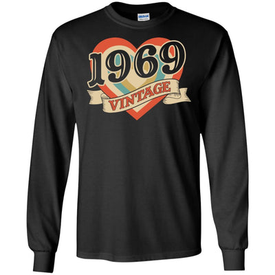 Vintage Retro Classic Heart Made In 1969 52th Birthday-T-Shirt & Tank Top-Long Sleeve T-Shirt-Black