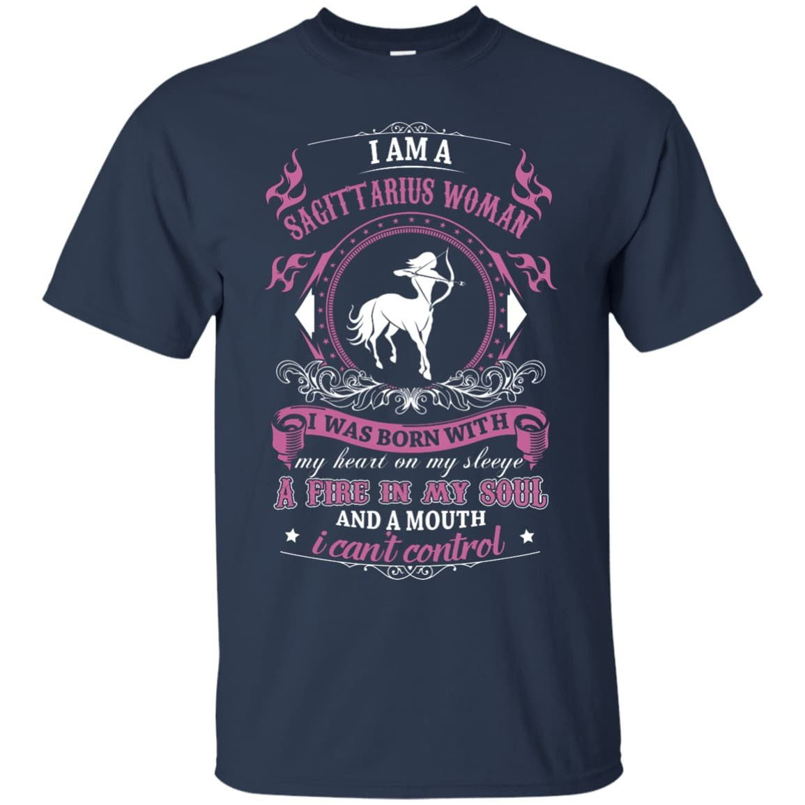 I Am A Sagittarius Woman I Was Born With-T-Shirt & Hoodie-Classic T-Shirt-Navy