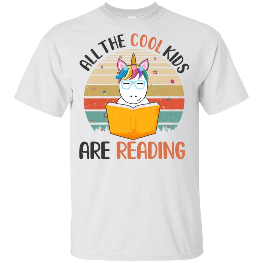 Vintage Unicorn All The Cool Kids Are Reading Book Youth-Youth Shirt-Youth T-Shirt-White