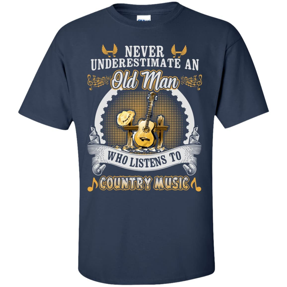 An Old Man Listen To Country Music-T-Shirt & Hoodie-Classic T-Shirt-Navy