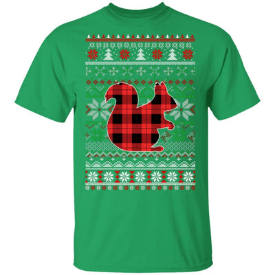 Squirrel Red Plaid Ugly Christmas Sweater Funny Gifts-T-Shirt & Sweatshirt-Classic T-Shirt-Irish Green