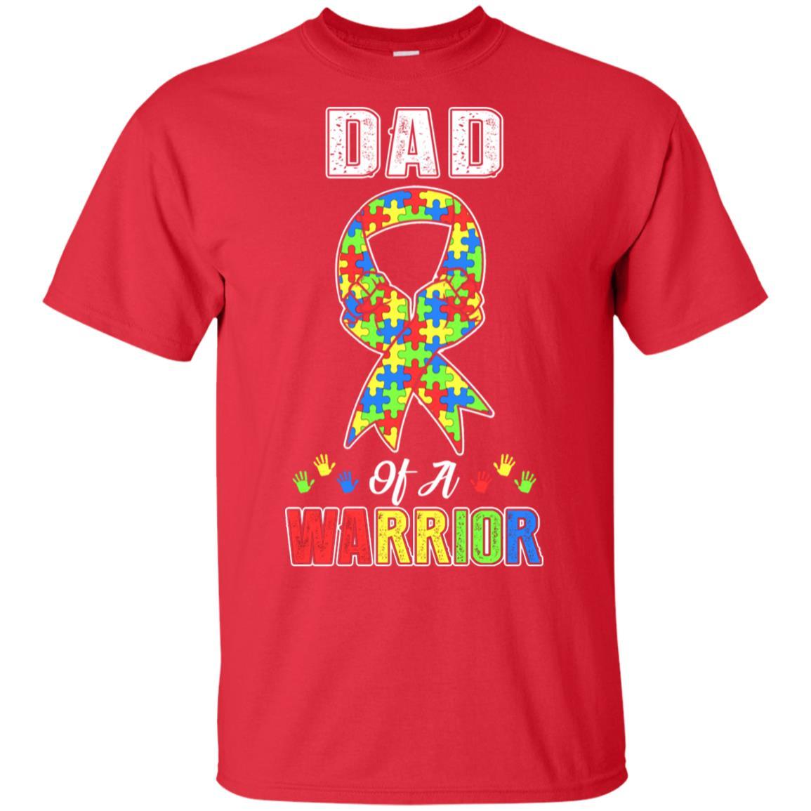 Dad Of A Warrior Support Autism Awareness Gift-T-Shirt & Hoodie-Classic T-Shirt-Red