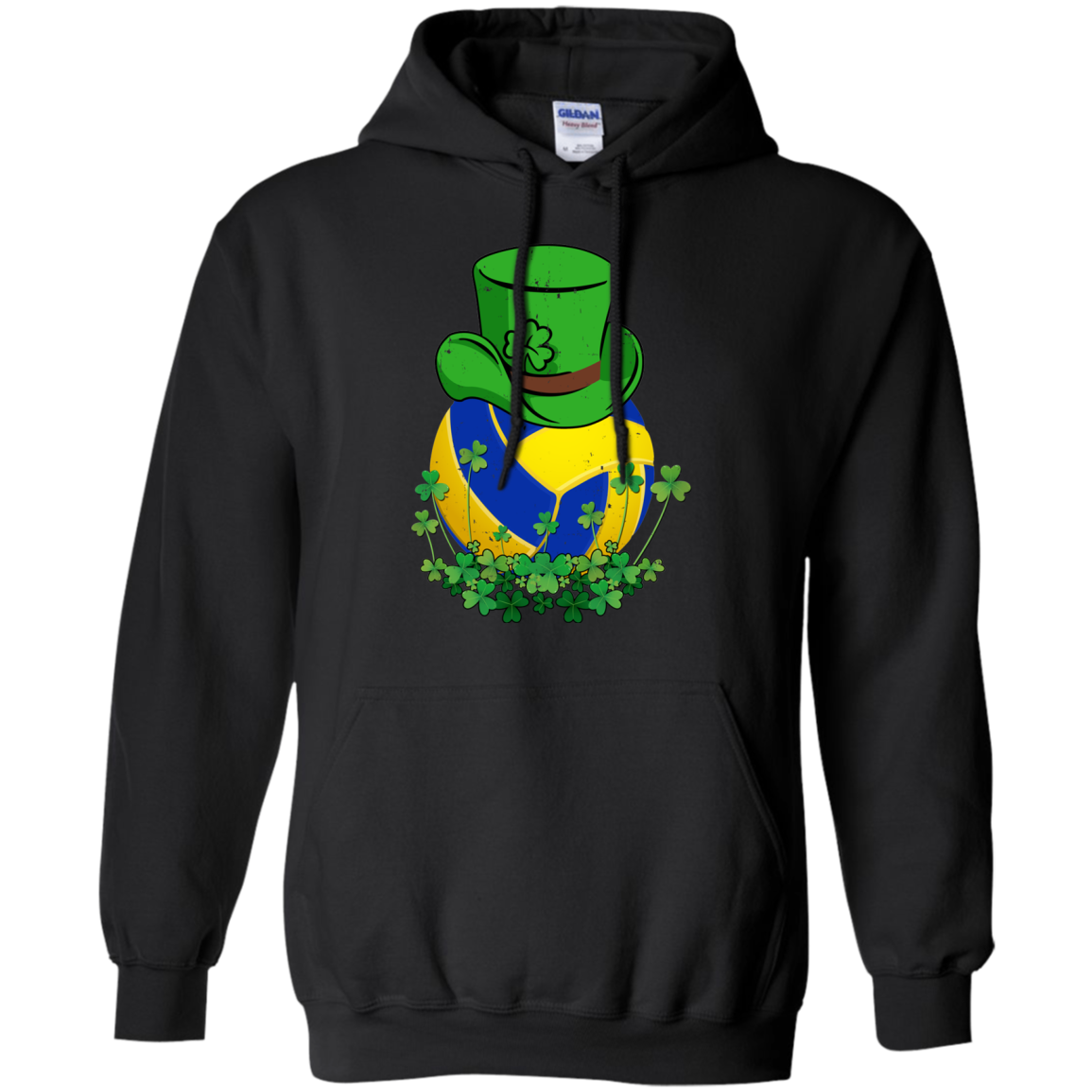 Shamrock Volleyball Leprechaun St Patricks Day-T-Shirt & Hoodie-Pullover Hoodie-Black