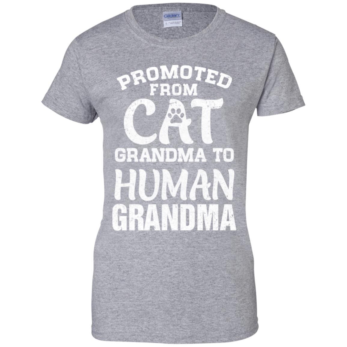 Promoted From Cat Grandma To Human Grandma Gifts-T-Shirt & Hoodie-Women's T-Shirt-Sport Grey
