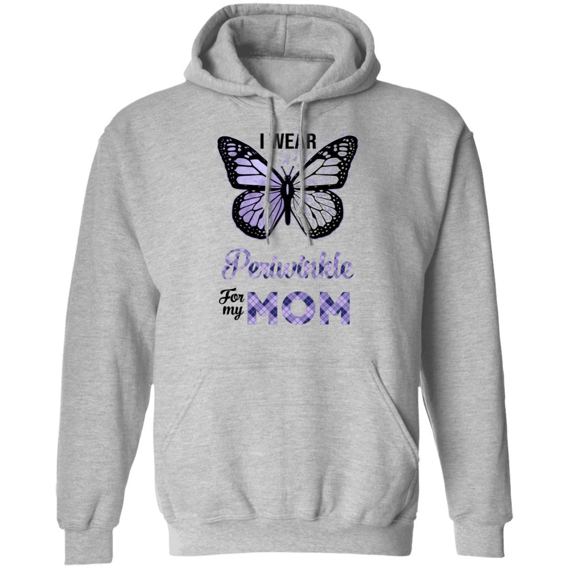 I Wear Periwinkle For My Mom Butterfly Stomach Cancer-T-Shirt & Hoodie-Pullover Hoodie-Sport Grey