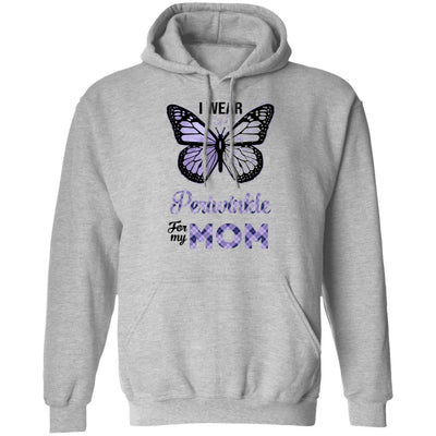 I Wear Periwinkle For My Mom Butterfly Stomach Cancer-T-Shirt & Hoodie-Pullover Hoodie-Sport Grey